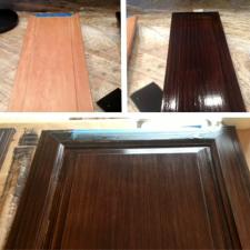 Faux mahogany glazed doors in process